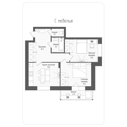 
  Продается 2-комн. квартира, 60 м², ЖК Тетрис, корпус 2
. Фото 1.