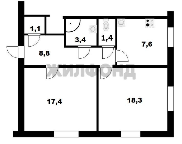 
  Продается 2-комн. квартира, 58 м², Промкирпичная ул, д. 16
. Фото 17.