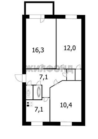 
  Продается 3-комн. квартира 58.7 м². Фото 4.