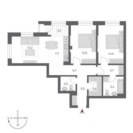 
  Продается 3-комн. квартира 80.5 м², в ЖК ОСКАР, дом 2. Фото 3.