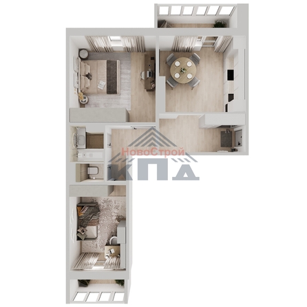 
  Продается 2-комн. квартира 68.69 м², в ЖК Два поэта. Фото 1.