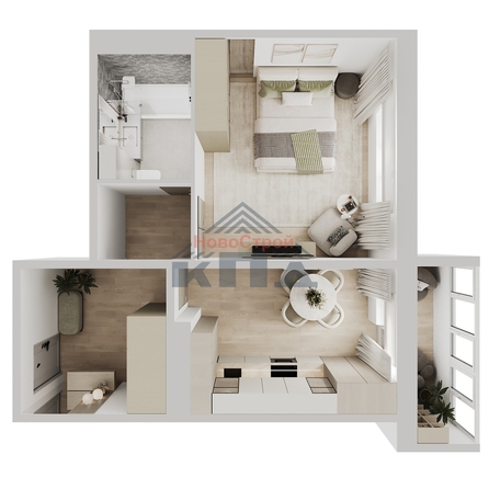 
  Продается 1-комн. квартира 46.15 м², в ЖК Два поэта. Фото 1.