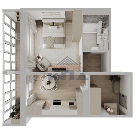
  Продается 1-комн. квартира 48.16 м², в ЖК Два поэта. Фото 1.