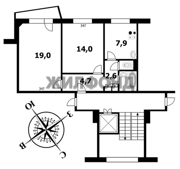 
  Продается 2-комн. квартира 50.7 м². Фото 2.
