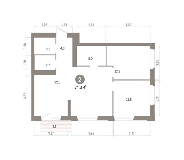 
  Продается 2-комн. квартира 74.26 м², в ЖК Город на озере. Фото 1.