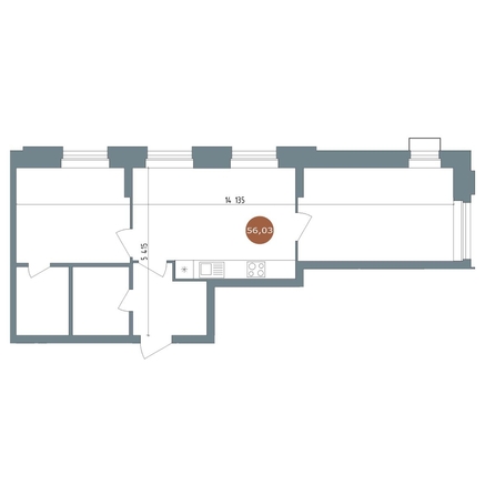 
  Продается 2-комн. квартира 56 м², в ЖК 19/56 Кварталы Телецентра, сек 2. Фото 1.