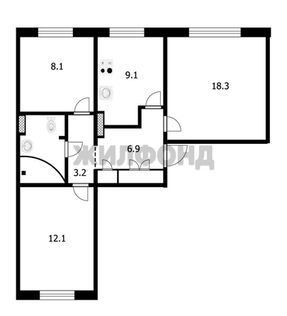 
  Продается 3-комн. квартира 60.7 м². Фото 9.