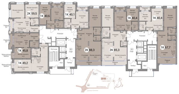 
  Продается 3-комн. квартира 88.3 м², в ЖК Тайм Сквер. Фото 19.