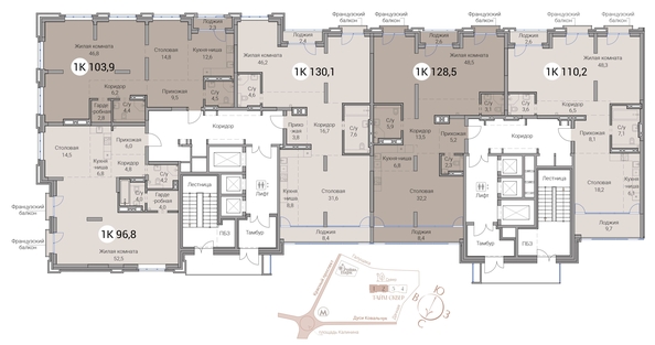 
  Продается 3-комн. квартира 96.8 м², в ЖК Тайм Сквер. Фото 19.