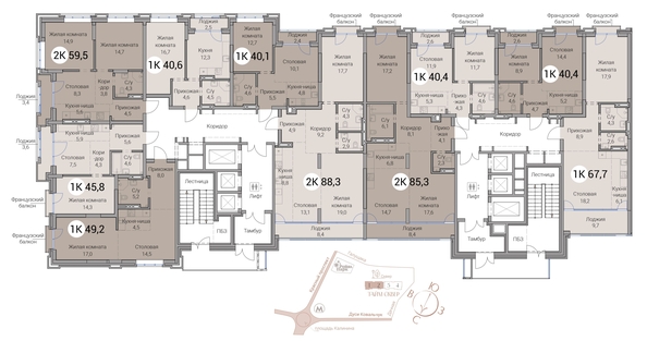 
  Продается 2-комн. квартира 67.7 м², в ЖК Тайм Сквер. Фото 38.