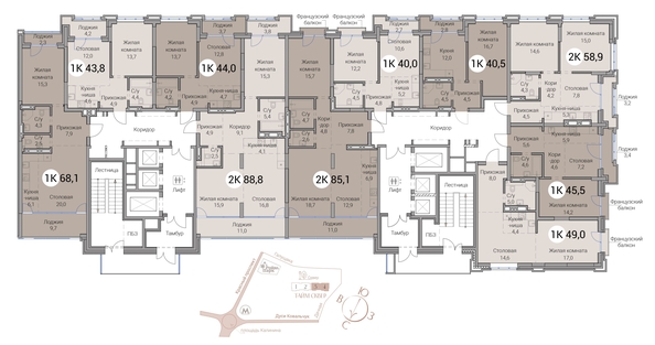 
  Продается 2-комн. квартира 43.8 м², в ЖК Тайм Сквер. Фото 19.