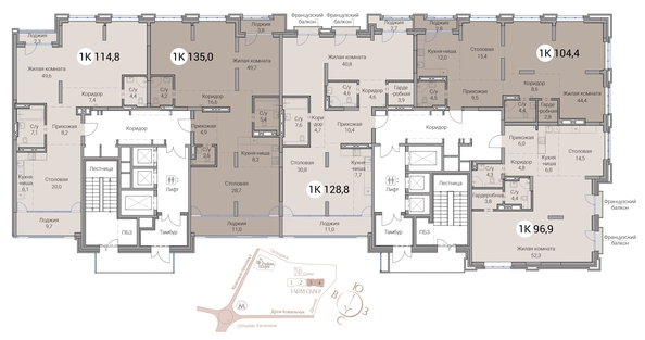 
  Продается 3-комн. квартира 96.9 м², в ЖК Тайм Сквер. Фото 38.