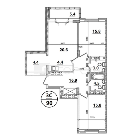 
  Продается 3-комн. квартира 89 м², в ЖК Золотая нива, дом 1. Фото 5.