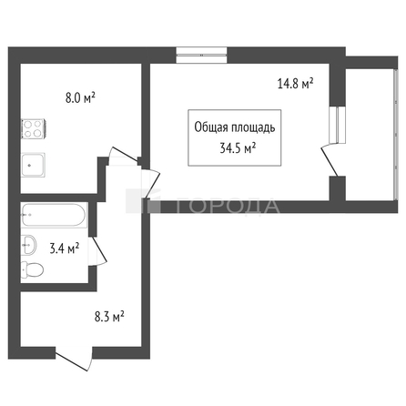 
  Продается 1-комн. квартира 34.9 м². Фото 14.