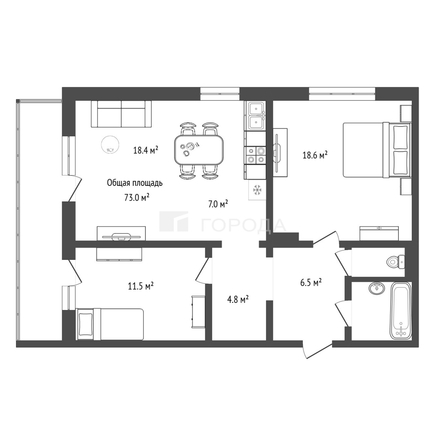 
  Продается 3-комн. квартира 73 м². Фото 23.