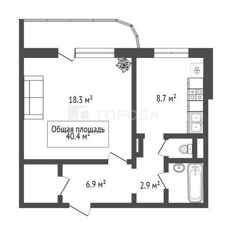 
  Продается 1-комн. квартира 40.4 м². Фото 14.