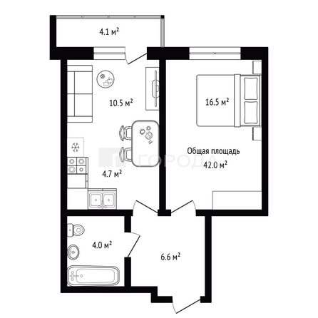 
  Продается 1-комн. квартира 42 м², в ЖК Ред Фокс, дом 6/2. Фото 19.