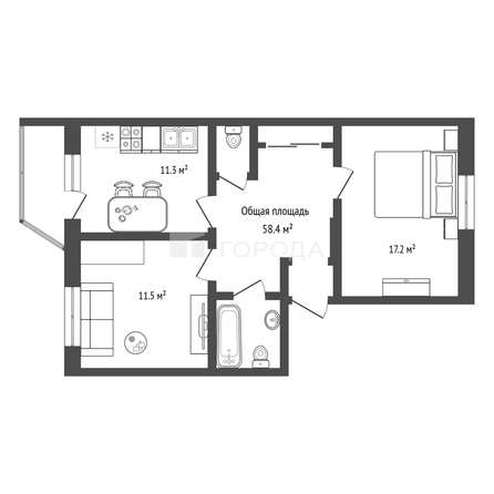 
  Продается 2-комн. квартира 58.4 м². Фото 9.