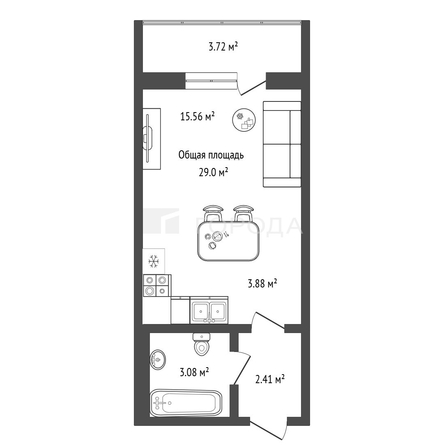 
  Продается студия 29 м². Фото 21.