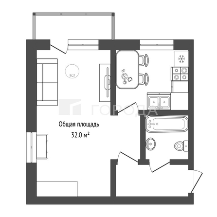 
  Продается 1-комн. квартира 32 м². Фото 22.