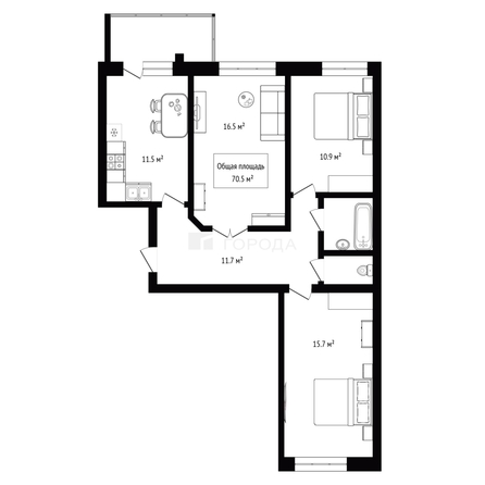 
  Продается 3-комн. квартира 70.5 м². Фото 21.