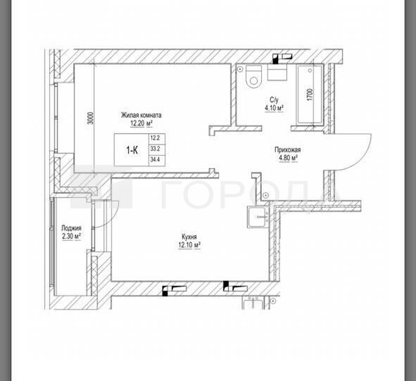 
  Продается 1-комн. квартира 33.5 м², в ЖК Чернышевский, б/с 1.1, 1.2. Фото 2.
