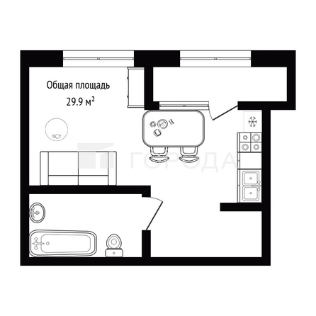 
  Продается студия 29.9 м², в  Кварталы Немировича, 1 очередь. Фото 10.