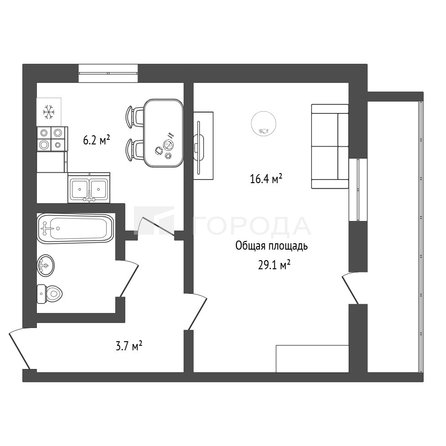 
  Продается 1-комн. квартира 29.1 м². Фото 15.