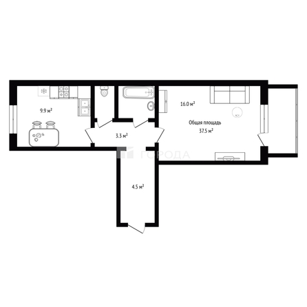 
  Продается 1-комн. квартира 37.5 м². Фото 21.