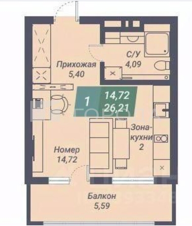 
  Продается апартамент 26.21 м². Фото 21.