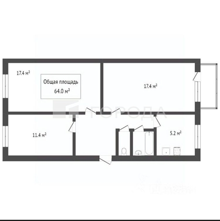 
  Продается 3-комн. квартира 61.4 м². Фото 9.