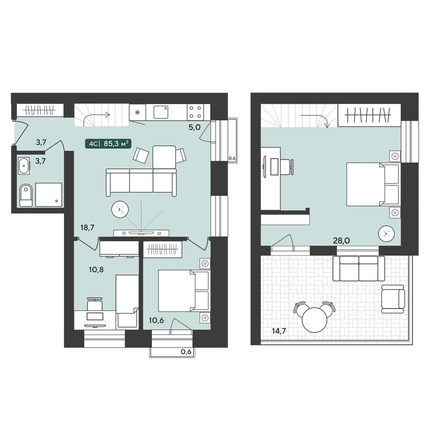 
  Продается 4-комн. квартира 85.3 м², в ЖК Альпийский квартал, 2 очередь. Фото 11.