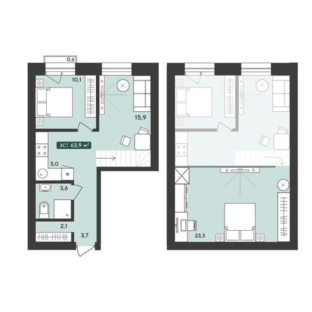 
  Продается 3-комн. квартира 63.9 м², в ЖК Альпийский квартал, 2 очередь. Фото 11.