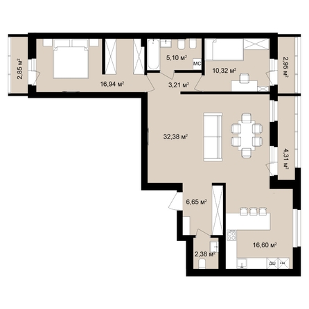 
  Продается 3-комн. квартира 98.67 м², в ЖК  Римский квартал, 2 очередь. Фото 2.