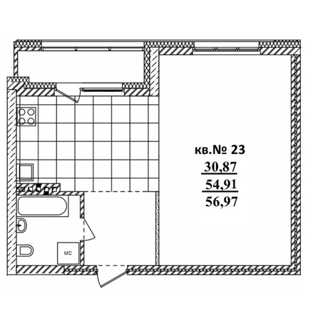 
  Продается студия 56.97 м², в ЖК  Римский квартал, 2 очередь. Фото 3.