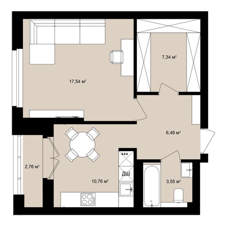 
  Продается студия 48.43 м², в ЖК  Римский квартал, 2 очередь. Фото 2.