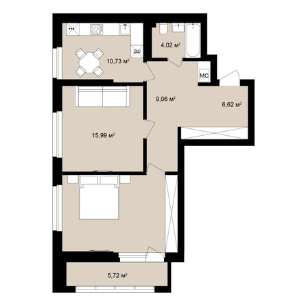 
  Продается 2-комн. квартира 74.43 м², в ЖК  Римский квартал, 2 очередь. Фото 2.