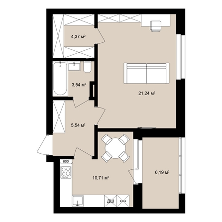 
  Продается студия 49.59 м², в ЖК  Римский квартал, 2 очередь. Фото 2.