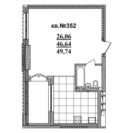 
  Продается студия 49.74 м², в ЖК  Римский квартал, 2 очередь. Фото 3.