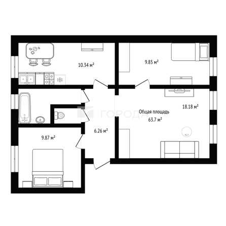 
  Продается 3-комн. квартира 63.7 м². Фото 9.