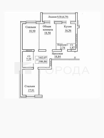 
  Продается 3-комн. квартира 102.1 м², в ЖК Фламинго, дом 2. Фото 8.