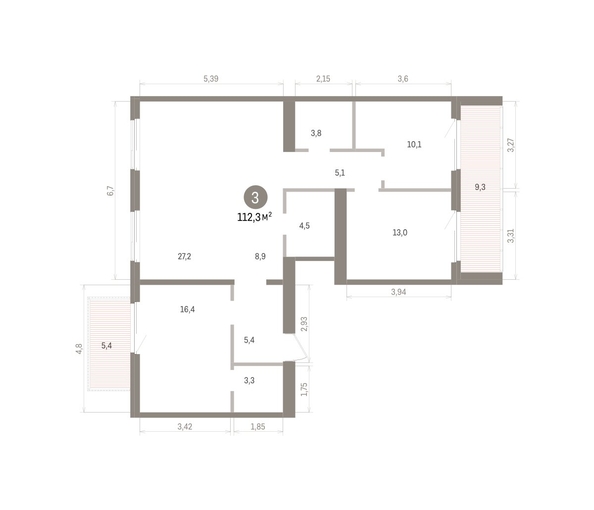 
  Продается 3-комн. квартира 112.28 м², в ЖК Пшеница, дом 5.2. Фото 1.