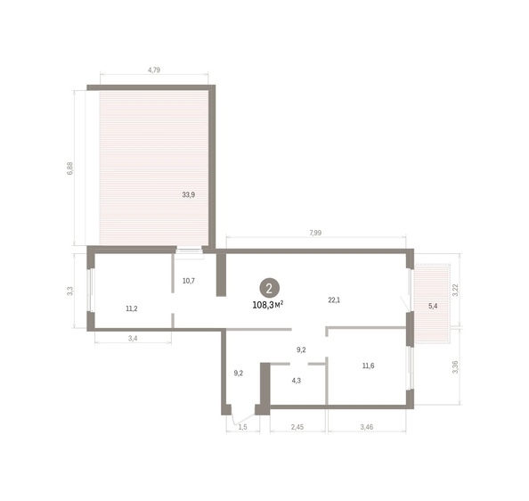 
  Продается 2-комн. квартира 108.32 м², в ЖК Пшеница, дом 5.2. Фото 3.