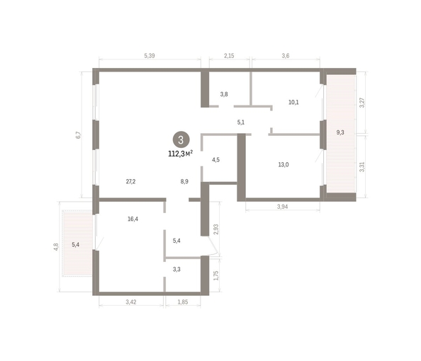 
  Продается 3-комн. квартира 112.28 м², в ЖК Пшеница, дом 5.2. Фото 1.