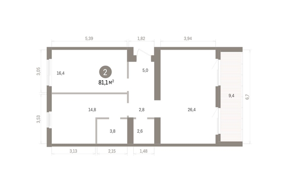 
  Продается 2-комн. квартира 81.08 м², в ЖК Пшеница, дом 5.2. Фото 2.