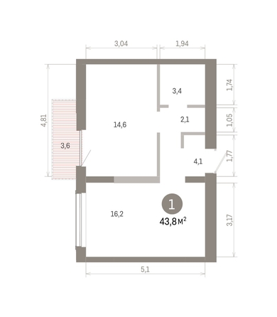
  Продается 1-комн. квартира 43.83 м², в ЖК Европейский берег, дом 46. Фото 1.