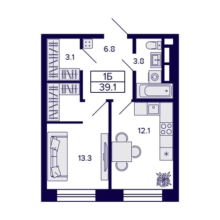 
  Продается 1-комн. квартира 37.7 м², в ЖК Цитатум. Фото 1.