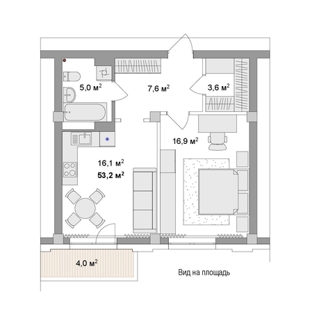 
  Продается 2-комн. квартира 53.2 м², в ЖК Мегаполис. Фото 6.