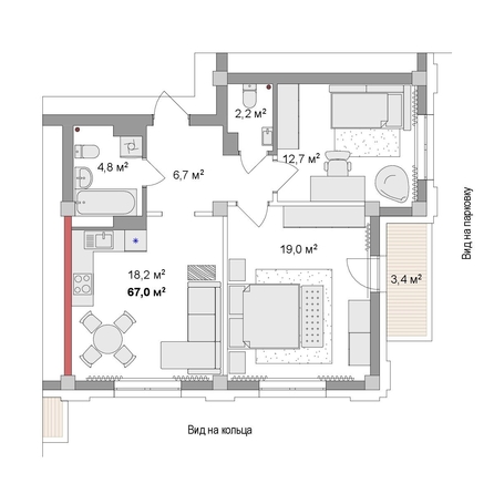 
  Продается 3-комн. квартира 67 м², в ЖК Мегаполис. Фото 6.