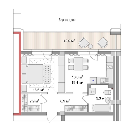 
  Продается 2-комн. квартира 54.6 м², в ЖК Мегаполис. Фото 6.